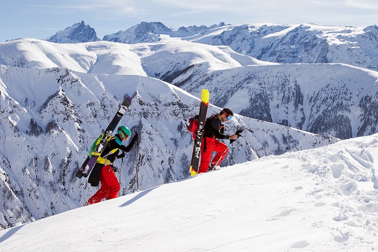 http://Two%20Ski%20Mountaineers%20Climbing%20A%20Slope%20In%20The%20Heart%20Of%20The%20French%20Alps
