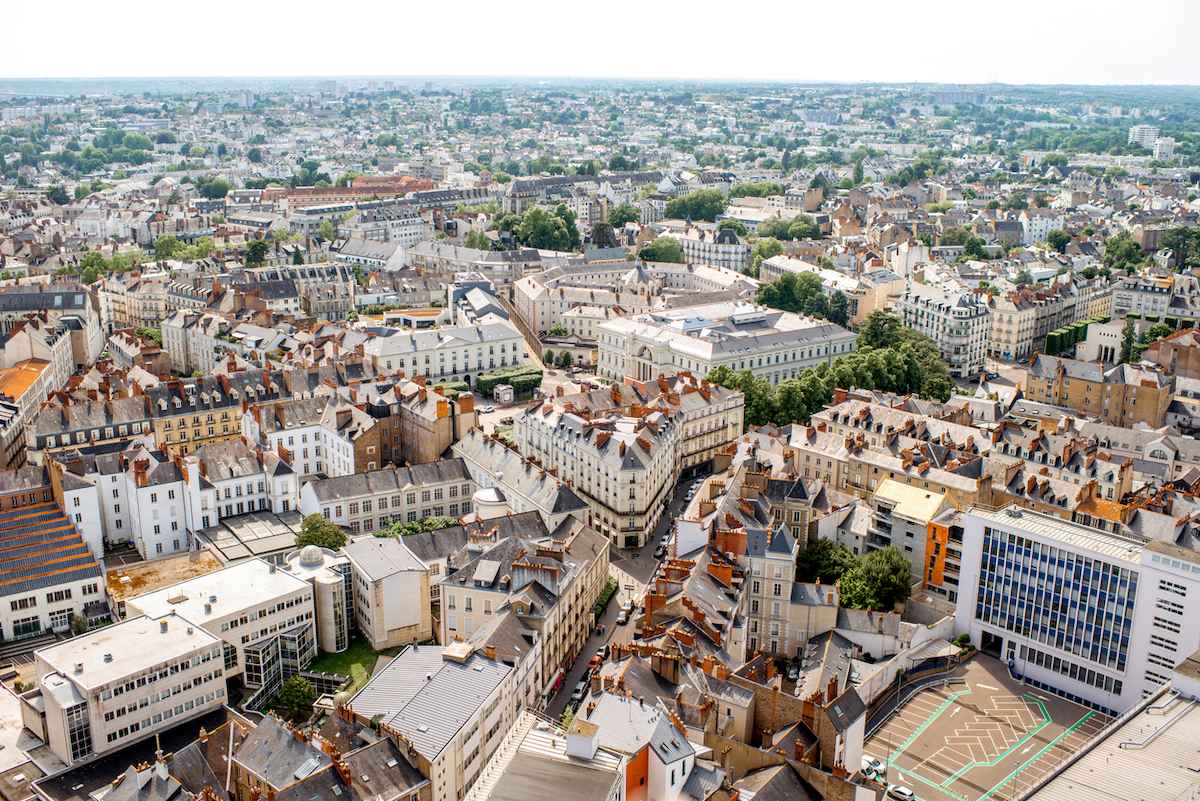 Aerial View On Nantes City In France