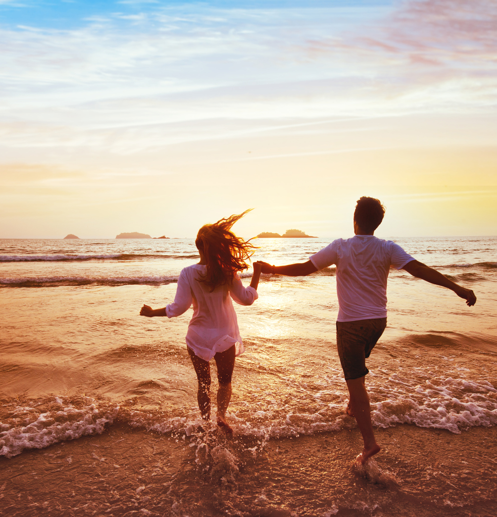 Happy Couple On Honeymoon Vacation Travel, Beach Holidays